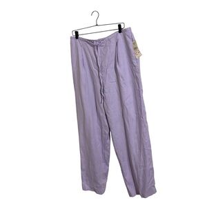 Valerie Stevens Lilac Purple 100% Linen Drawstring Pants XL NWT